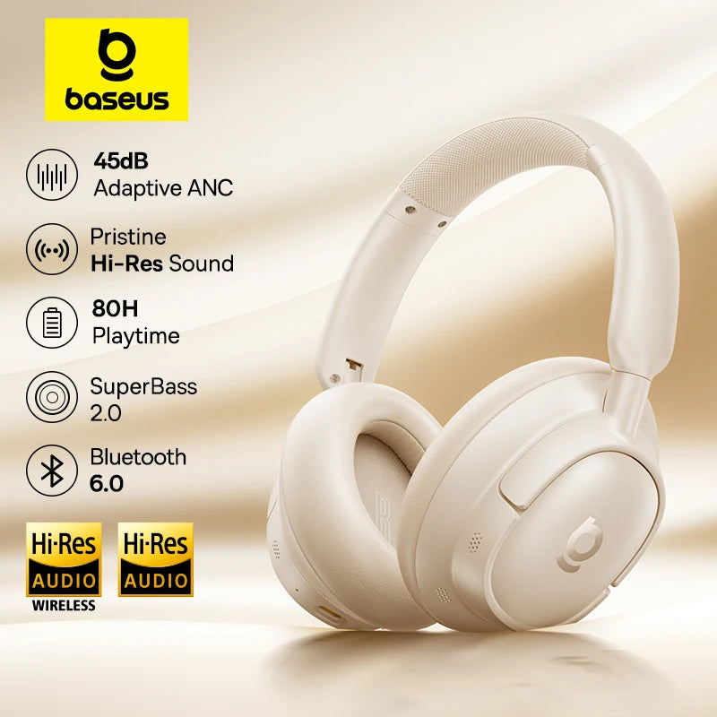 Baseus EH10 NC | Bluetooth 6.0 | 45dB ANC | 80H | Spatial Audio Over-Ear Headphones