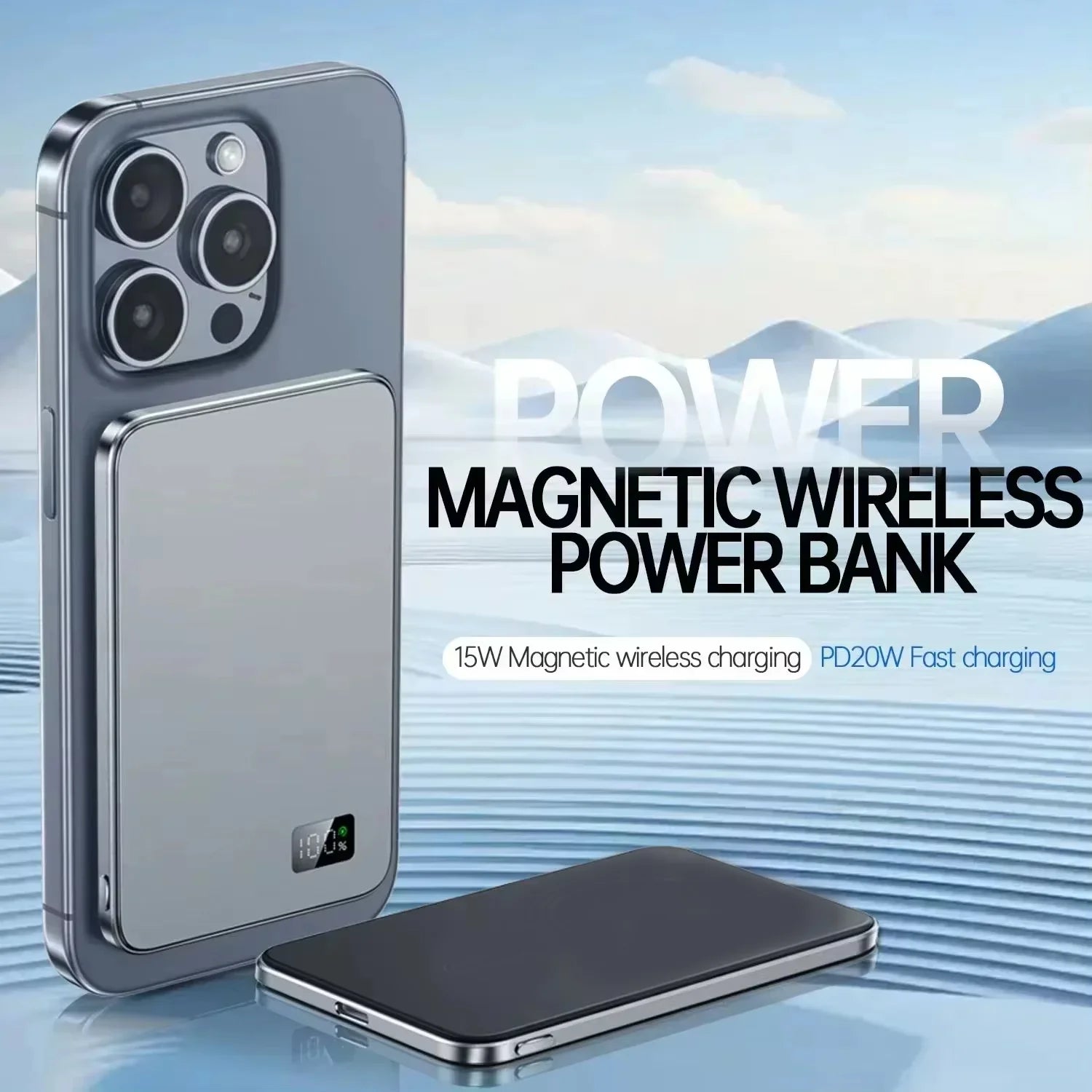 Lenovo Magnetic Wireless Power Bank 30,000–50,000mAh | MagSafe Fast Charging for iPhone & Samsung