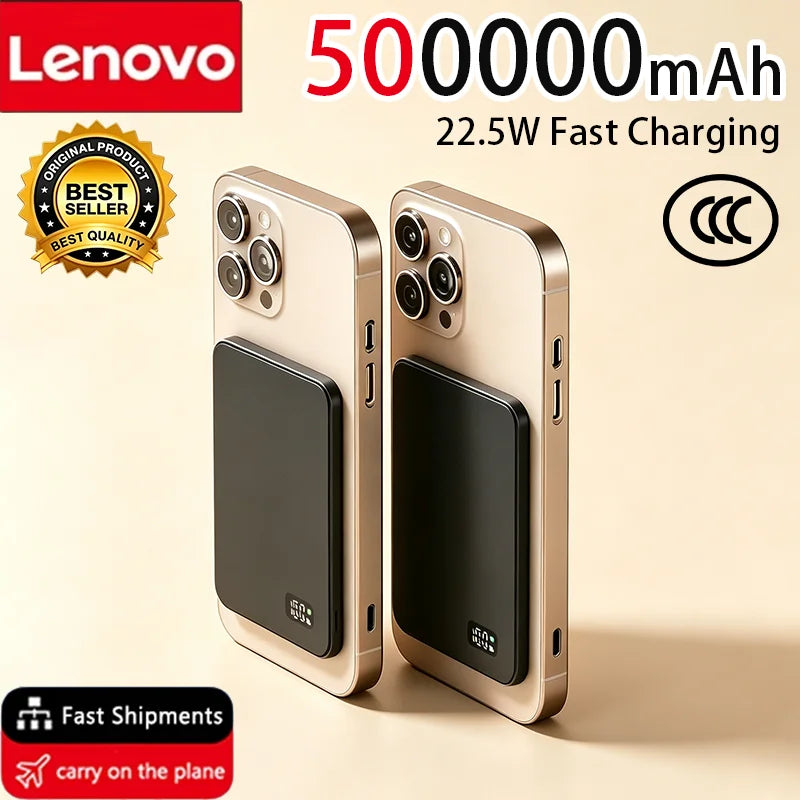 Lenovo Magnetic Wireless Power Bank 30,000–50,000mAh | MagSafe Fast Charging for iPhone & Samsung